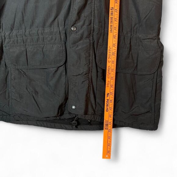 Eddie Bauer Vintage Black Coat Jacket Lined Insulated Adjustable Large Overcoat - Picture 3 of 6